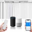 Electric Smart Curtains System, Automatic Curtain Opener, Motorized Curtains Rod with Remote, Compatible with Alexa/Google Home/Tuya App (Up to 244 inches)
