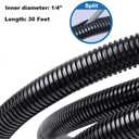 30 FT 1/4 Wire Loom Split Tubing,Dog Cat Cord Protector,Split Wire Loom Tubing Wire Conduit Black (30FT 1/4")