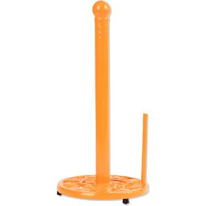Cast Iron Paper Towel Holder, Vintage Chic Pumpkin Pattern Weighted Base Roll Paper Towel Holder Stand for Kitchen Bathroom Countertops, Orange