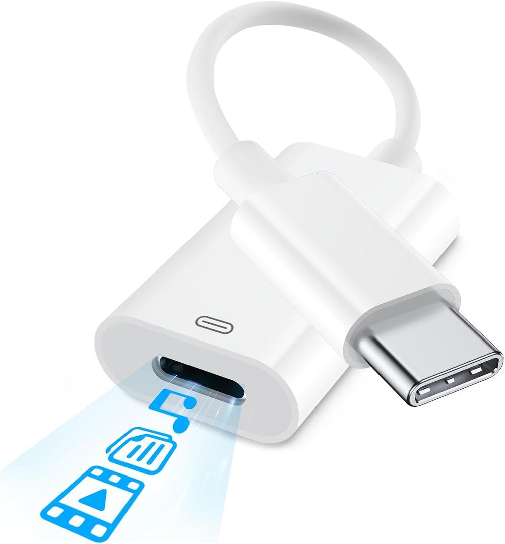 Lightning to USB C Adapter for iPhone 17/16/15, 3-in-1 Full Function USBC to Lightning Adapter Support Headphone Audio, 36WPD Charging, OTG Data Transfer, Type C Cable for iPad, MacBook etc.