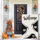 2 x Halloween Peeking Monster Garden Flag, Welcome Garden Flag Halloween Yard Double Sided Burlap Holiday Farmhouse Home Outdoor Yard Decor 12 x 18 In