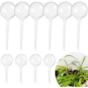 10 Pcs Plant Watering Cans,Plant Watering Globes,Plant Self-Watering Bulbs,Plastic Plant Automatic Water Devices for Indoor Outdoor Potter Plants (Clear-6Large4Small)