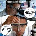 Magnifying Glass with Light, 0.75X to 4.0X Rechargeable Magnifier Headset, Hands Free Head Mount Magnifier with 5 Detachable Lenses, Magnifying Glasses for Close Work Hobbies Crafts Jewelry (Black)