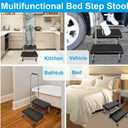 Aliseniors Step Stool with Handle, 400 lbs Adjustable 2 Steps Stool with Handrail for Adults and Seniors, Easy Assmbly Medical Foot Step Stool for Bed, Kitchen, Car, Bathtub