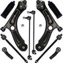AUQDD 10Pcs Front End Suspension Kit Fit For 2011-2018 Volk-swagen Jetta w/4-Door Sedan, 2 Lower Control Arm w/Ball Joint 2 Sway Bar Link 4 Outer Inner Tie Rod End (# K621949 K80478 EV80665 ES80666)