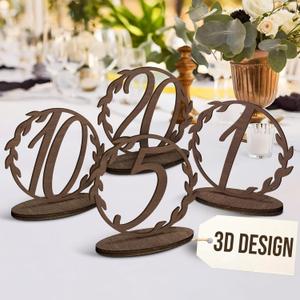 Woodamore Wedding Table Numbers 1-20, Rustic Table Numbers For Wedding Reception, Wood Tables Number Signs With Stands, Wooden Tables Markers For Event, Party, Centerpiece