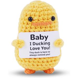 Gifts for BoyfriendGirlfriend Her - I Love You, Handmade Crochet Funny Small Cute Duck for Fiance Women Wife Husband Him Birthday