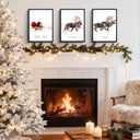 HKBS Framed Christmas Wall Art Decor, Set of 3 Christmas Wall Canvas Prints Pictures Farmhouse Santa Claus Is Coming To Town for Holiday Home Decorations Indoor (Black, 12"x16", Framed)