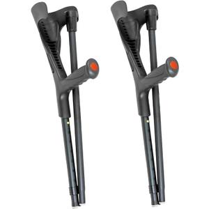 PEPE Mobility Folding Crutches for Adults (x2 Units), Open Cuff, Adjustable Height, Aluminium, Orthopaedic, Elbow Crutches Women and Men, Black