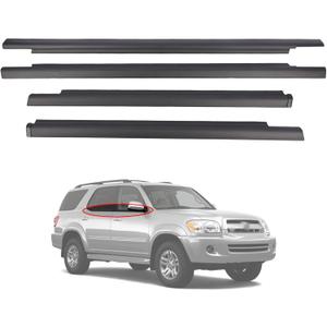4pcs Outside Window Seals Weatherstrip Trim Molding 75710-0C010 75720-0C010 Compatible with Toyota Sequoia 2001 2002 2003 2004 2005 2006 2007 Rubber Seal Moulding Strip