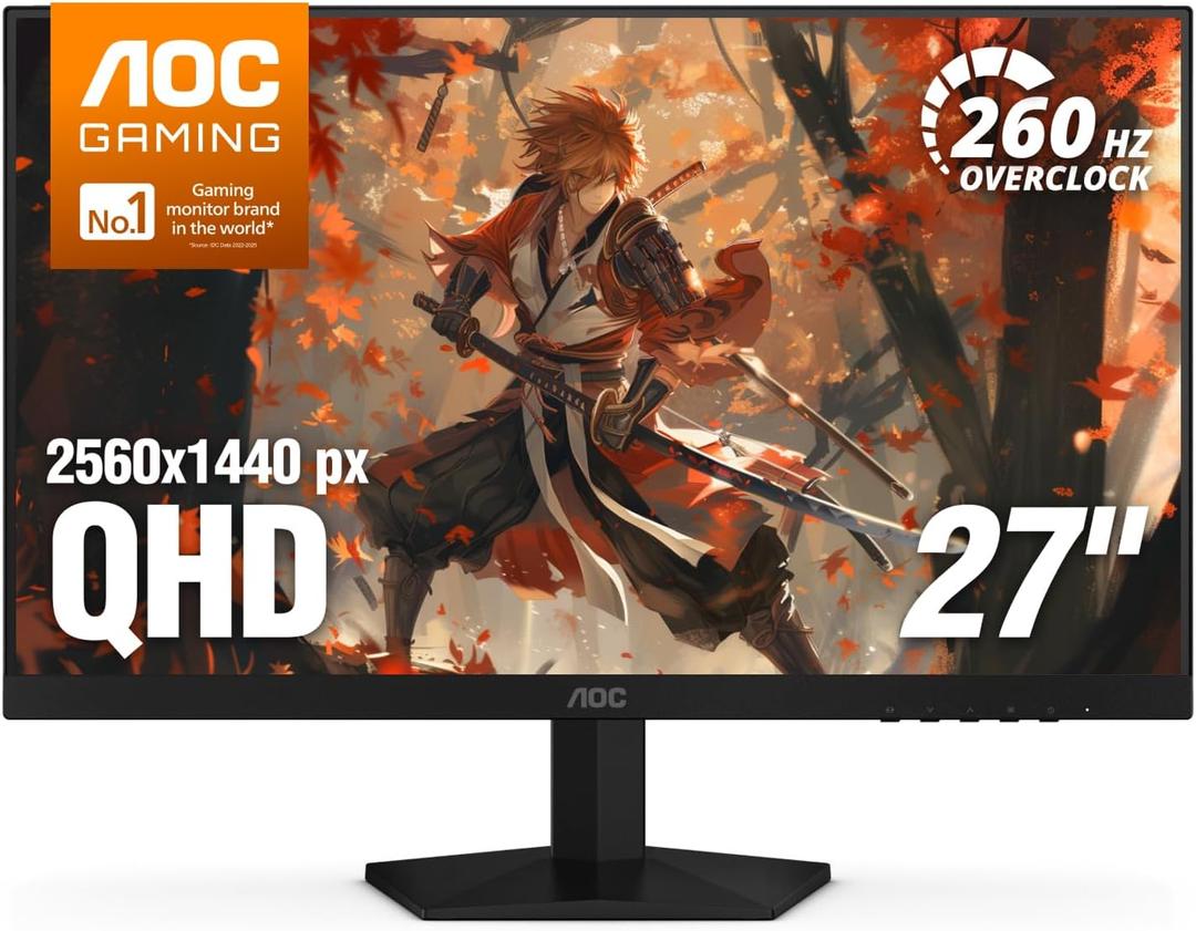 AOC 27" Gaming Monitor QHD 260Hz Overclocked IPS NVIDIA G-SYNC Q27G41ZE