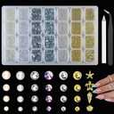 10200pcs Nail Pearl - Half Round Flatback Pearls & Nail Rhinestones Caviar Beads Multi Shapes Metal Rivets - Multi Sizes Flatback Pearl Nail Charms for Nail Art Jewelry Design DIY Crafting
