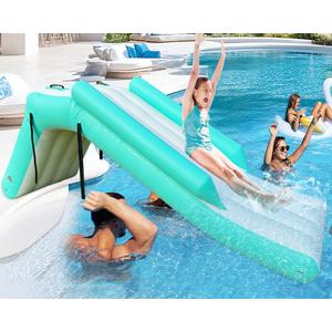 Inflatable Pontoon Waterfall Slide for Boats &Outdoor & Pool Summer Lake Party Accessory Water Slide with Air Pump for Adults Kids
