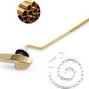 iFealClear Polished Gold Universal Toilet Tank Flush Lever Handle, Brass Side/Angle Mount Toilet Handle Compatible with Kohler K-GP30324-CP, Stainless Steel Flapper Chain