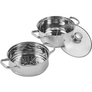 VEVOR Steamer Pot, 8.66in/22cm Steamer for Cooking with 3QT Stock Pot and Vegetable, Large Capacity Stainless Steel Food Steamer Cookware with Lid for Gas Electric Induction Grill Stove