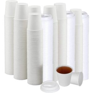 Smygoods White Disposable Paper Coffee Cups with Lids (4 OZ, 100 Count) For Hot Beverages, Tea, Espresso, Cocoa - To Go Drink Containers, Caf & Office