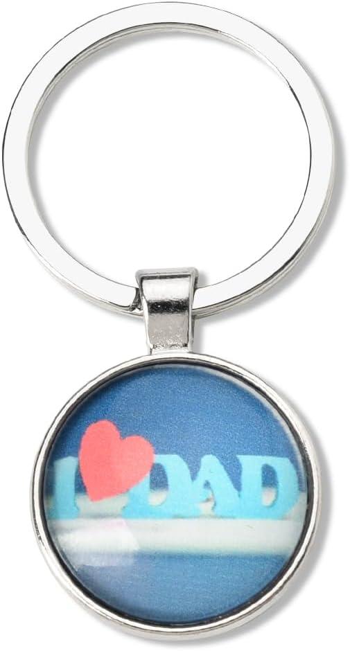 Father Dad Gift from Son Daughter, Bonus Dad Daddy Christmas Birthday Gift for Men I Love Dad Engraved Keychain for Step Dad Father Retirement Gifts Christmas Stocking Stuffers for Men