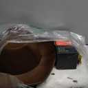 7 Pcs Western Cowboy Party Decorations Cowhide Rug Wooden Wagon Wheel Brown Cowboy Hat Cast Iron Horseshoe Kerosene Lamp Golden Rope for Theme Birthday Go Party Decor