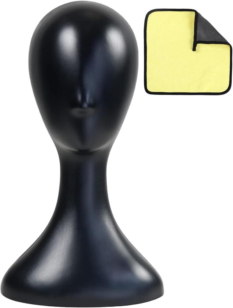 Mannequin Head 16 Inch Professional Plastic Black 1PC with Jack,Durability Multi-Purpose Women Model Wig Stand,Suitable For Displaying and Styling Wigs,Hats,Masks,Headdresses and Necklaces