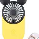 Cute Handheld Mini USB Fan, Rechargeable Portable Fan, 3 Adjustable Speeds and Wearable Accessories, Pocket Size for Indoor Or Outdoor Activities (Yellow)
