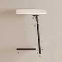 Small Drink Table for Small Spaces,Modern C Table, Side Table,Bedroom Nightstand,Marble Tabletop for Low Sofas Living Room Corners and Office,15.75 x 11.42 x 19.69 Inches (Black)