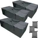 Outdoor Cushion Storage Bags 68 * 30 * 20 Inch, Upgrade Outdoor Patio Cushion Storage Bag, Pillow Storage Bag with Durable Handles 3 Pack (Black)