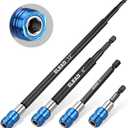 4-Piece 2", 4", 6", 12" Drill Bit Extension Set, Magnetic Screwdriver Bit Holder Extender with Aluminum Sleeve, 1/4 Inch Hex Shank Quick Release Extension Adapter, Durable CR-V Steel Only 12 Inch