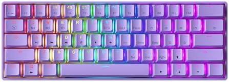GK61 Mechanical Gaming Keyboard - 61 Keys Multi Color RGB Illuminated LED Backlit Wired Programmable for PC/Mac Gamer (Gateron Optical Red, Lavender)