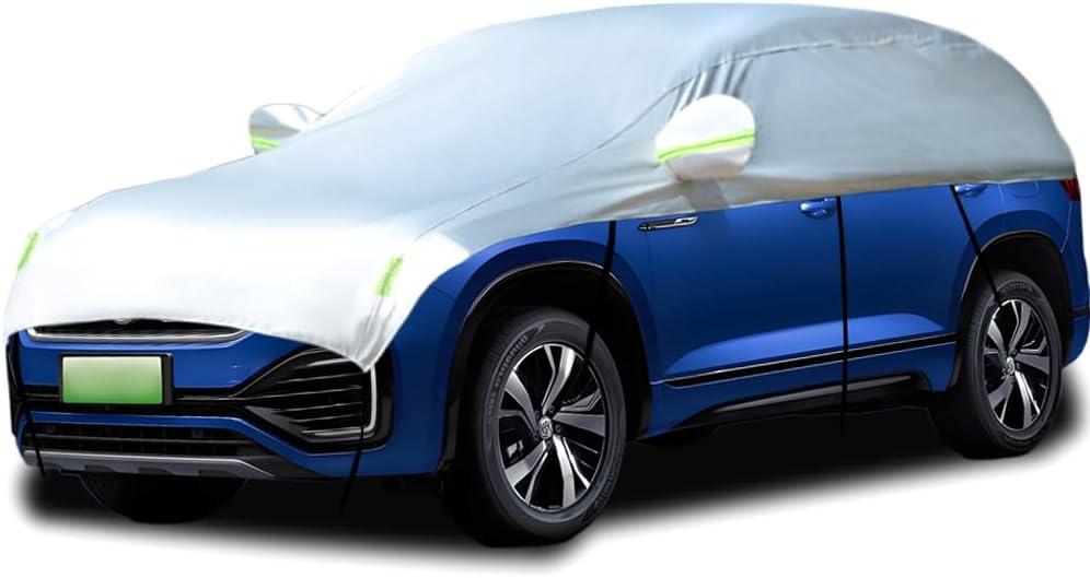 Half Car Cover Car Cover for Sunshade Half Car Body Cover Snow Cover Waterproof Universal Silver with Cotton (SUV)