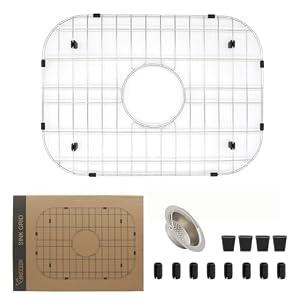 YORZSDI Kitchen Sink Grid 18-7/ 8" x 13-3/ 4"- Heavy Duty Kitchen Sink Protector with Built-in Strainer & Center Drain, Non-Slip Rubber Feet & Scratch Resistant Bottom Guard