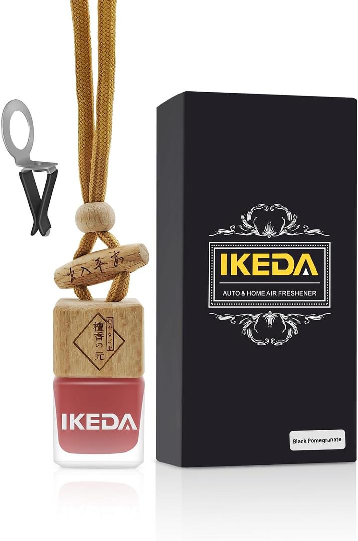 Ikeda Car Air Freshener: Hanging Car Smell Air Freshener | 10ml Hanging Car Perfume | Long Lasting Fragrance | Strong Scents Diffuser for Auto Home (Black pomegranate|Square)
