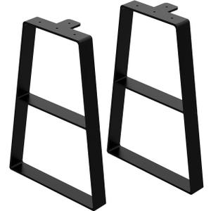 Orgerphy 16 Black Trapezoid Metal Bench Legs (2PCS) | Heavy Duty Furniture Legs for Bench| Mertal Table Legs| Screws and 4pcs Rubber Floor Protectors | Mid Century Modern Desk Legs Furniture Legs