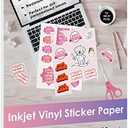 Koala Printable Vinyl Sticker Paper for Inkjet Printers - 20 Sheets Glossy White Water-Resistant Adhesive Label Paper - 8.5x11 Inch, Tear-Resistant, Removable