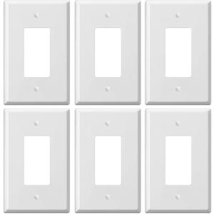 Jumbo Decorator Wall Plate Covers 1-Gang Oversize Outlet Cover Plate 5.5" x 3.5" Impact Resistant for Electric Outlets Light Receptacle Outlets GFCI Switches, White (6 Pack)