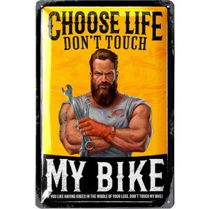 LANOLU Vintage Tin Sign CHOOSE LIFE don't touch MY BIKE Biker Rules, Motorcycle Wall Decor, Vintage Metal Art, Motorcycle Metal Sign For Garage Embossed 12x8", Set of 2 LANOLU Vintage Tin Sign CHOOSE LIFE don't touch MY BIKE Biker Rules, Motorcycle Wall Decor, Vintage Metal Art, Motorcycle Metal Sign For Garage Embossed 12x8", Set of 2