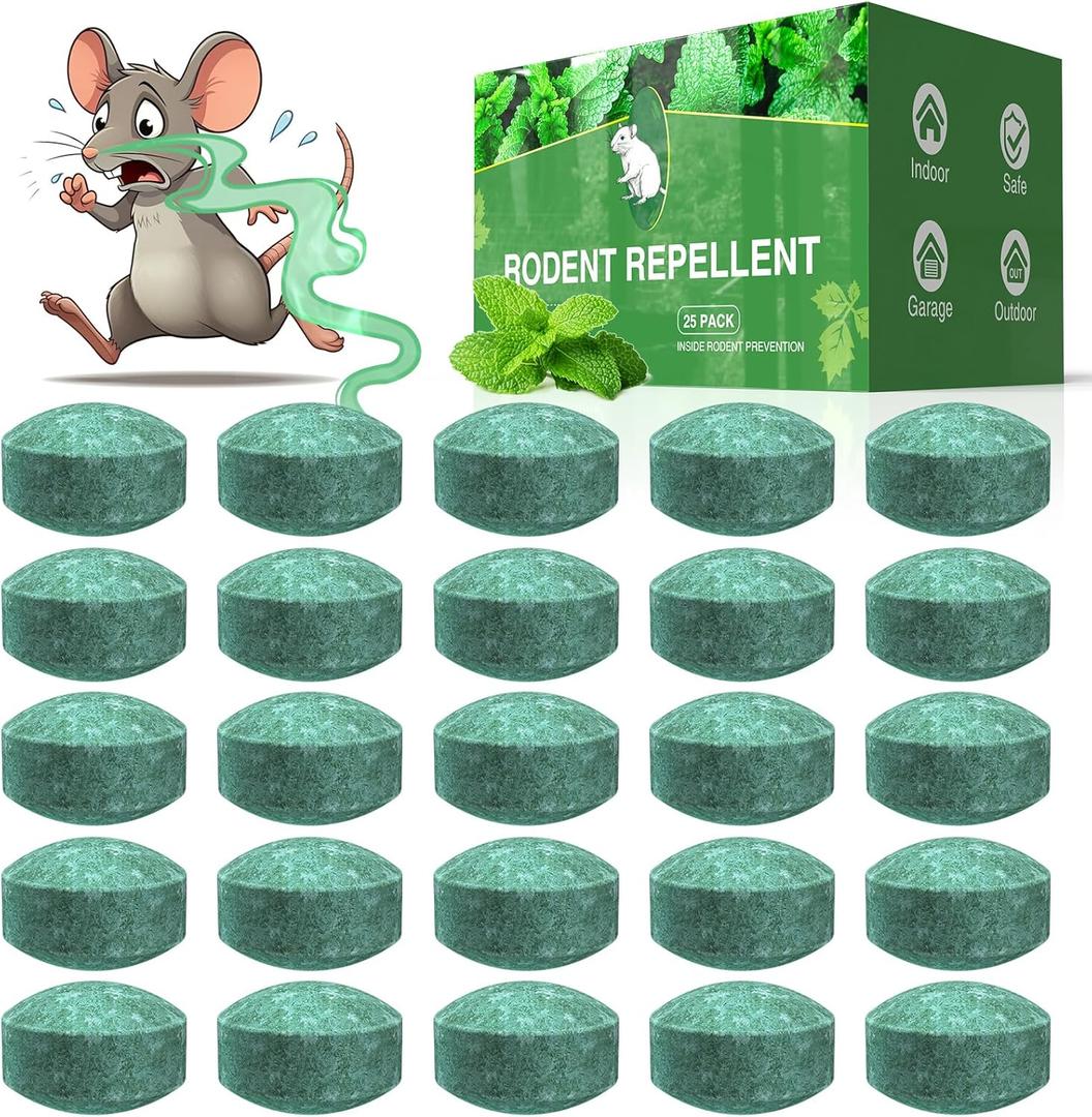 Pest Rodent Repellent, 25 Pack Peppermint Oil Mouse Traps Balls for Rat Mice, Ant, Roach, Spider, Squirrel, Insect Control Mouse Deterrent for Indoor Outdoor Use, for Garden & Home, Family & Pet Safe