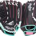 Rawlings | Sure Catch Youth Series Softball Glove | 12" | Right Hand Throw | Black/ Mint/ Pink