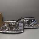 DWVO Headlight Assembly Compatible with 2004-2008 Ford F150 Pickup 06-08 Lincoln Mark LT Passenger and Driver side Chrome Housing Clear Reflector Clear Lens