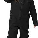 Haloumoning Kids Snow Suit Girls Waterproof Insulated Winter Outdoor Overalls Snowboarding One Piece Ski Suit 5-14Years (Black)