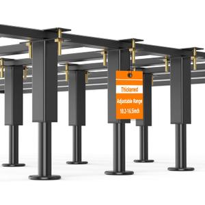 6 PCS Adjustable Height Bed Support Legs, Heavy Duty Metal Bed Frame Support Legs, 10.2-16.5 inch Furniture Risers Replacement with Non-slip Base for King Queen Slats/Furniture/Table/Couch/Sofa/Dresser