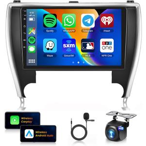 Car Stereo for Toyota Camry 2015 2016 20172+64G with Wireless Carplay/Android Auto,Android Car Radio 10.1 Inch Touch Screen GPS Navi WiFi Bluetooth FM/RDS Mirror Link SWC Backup Camera