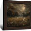 2 x Puyfsdhg Vintage Rustic Spooky Halloween Ghost Wall Art Framed Moody Dark Cottagecore Fall Canvas Prints Artwork, Halloween Ghost Oil Paintings Wall Decor for Home Bedroom Living Room 20x20 Inch, 19.7"L x 19.7"W