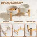 Elevated Ceramic Dog Bowl Set - Raised Dog Bowls with Non-Slip Bamboo Stand - Dog Food and Water Bowl Set - Double Dog Feeding Bowls - Suitable for Small and Medium Dogs - 3.6 Cups