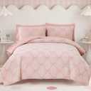 BLOOMHAVEN Twin XL Comforter Set for Girls, 5 Pieces Pink Bow Bedding Set, All Seasons Kids Twin Comforter Set with Sheets, Pillowcase & Sham
