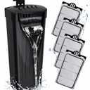 GOZILLA Turtle Tank Filter 74GPH, Low Water Level Turtle Tank 3.5W Fish Tank Aquarium Filters for Small Tanks up to 15 Gallons Include 4 Replacement Cartridges.(Black)