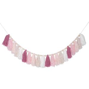 Pink Yarn Tassel Garland Boho Pastel Preppy Bunting Banner Wall Hanging Tassels for Nursery Kids Bedroom Dorm Room Baby Shower Birthday Classroom Office Party Wedding Decor