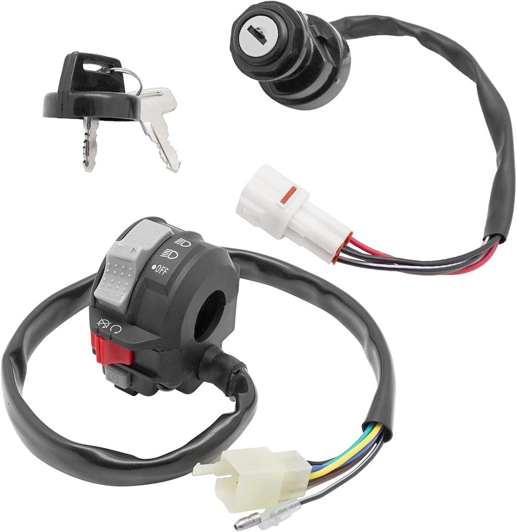 M MATI Start Stop Headlight Switch & Ignition Key Switch for Yamaha Warrior 350 Grizzly 600 1996-2001 Big Bear 350 Wolverine 350 1995-2001 Kodiak 400 1993-1999 Moto-4 350 1995