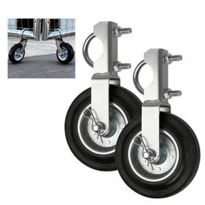 2-Pack Heavy Duty Gate Helper Caster, 6-1/4 Inch Support Wheel for 1-5/8" to 2" Metal Frame Swing Gates, Prevents Dragging on Chain Link Fence & Farm Gates, Stem Mount Easy Installation Kit