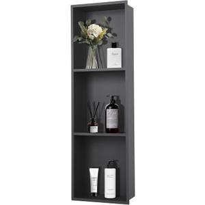 3 Tier Shower Niche, 3612 Inch Grey Shower Niche, Waterproof Recessed wall mounted Shower Shelf, No Tile Needed Recessed Niche for Bathroom Kitchen Bedroom Insert Storage, Grey