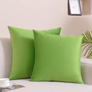 Krifey Throw Pillow Covers Velvet Spring Decorative Square Pillowcase Soft Cushion Case for Couch Bedroom 18x18 Inch Apple Green, Pack of 2